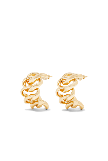 Bronx Chain Hoop Earrings, Gold-Plated Metal